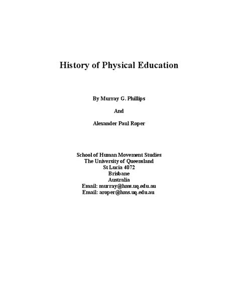 The History of Physical Education (Book Chapter).